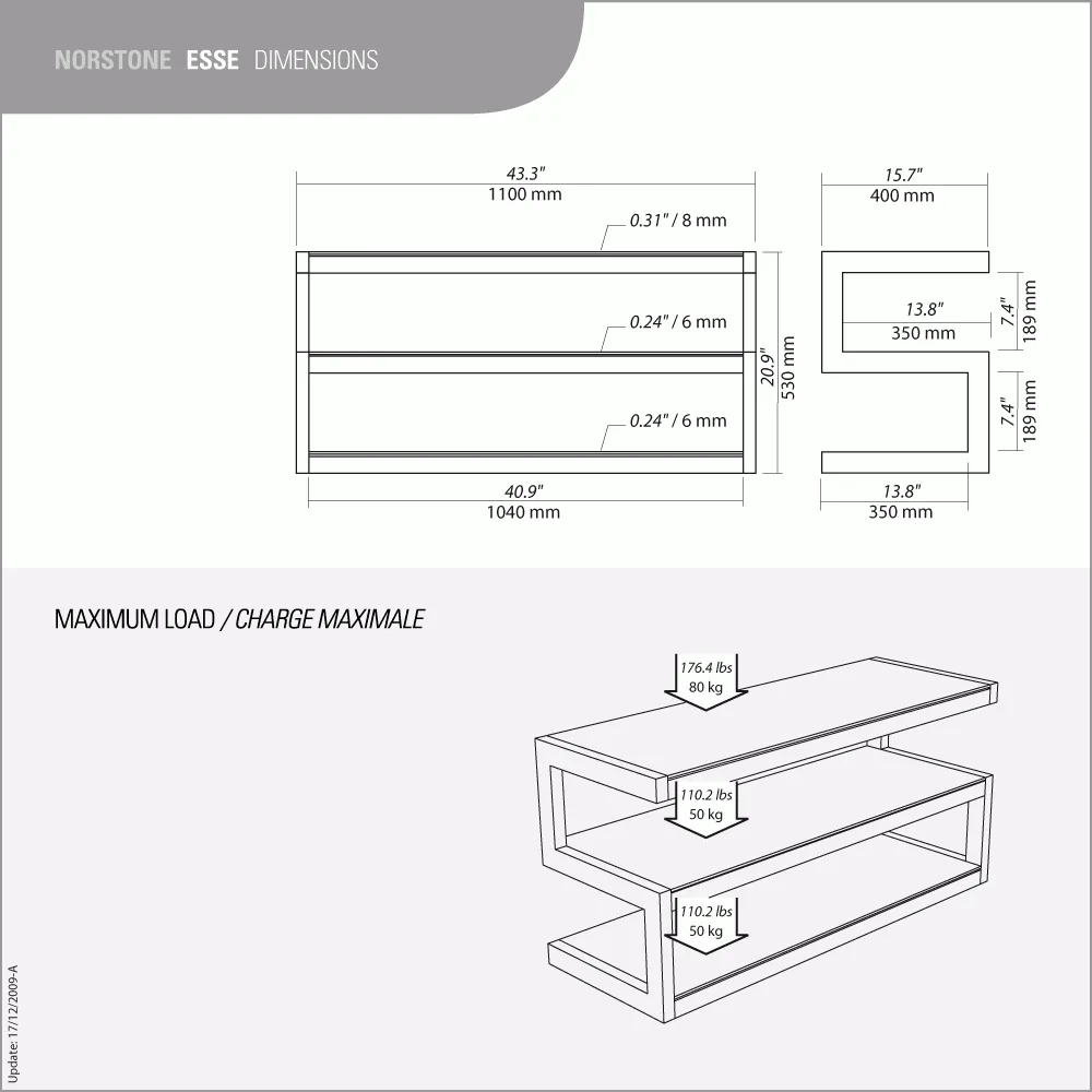 NorStone Esse TV AV hifi møbel sort 110 cm