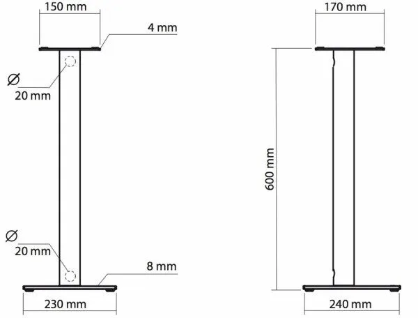 NorStone Epur højtalerstande par sort 60 cm stål