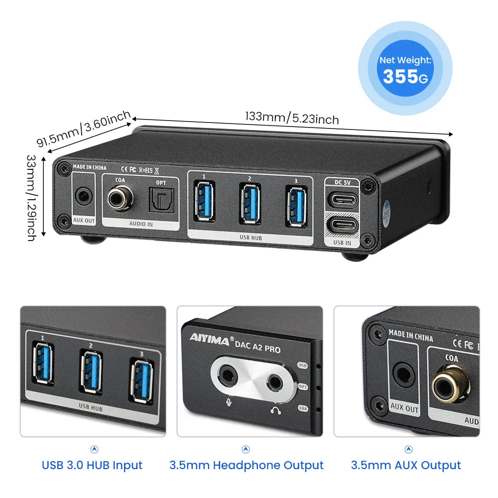 Aiyima DAC A2 Pro DAC USB hovedtelefonforstærker