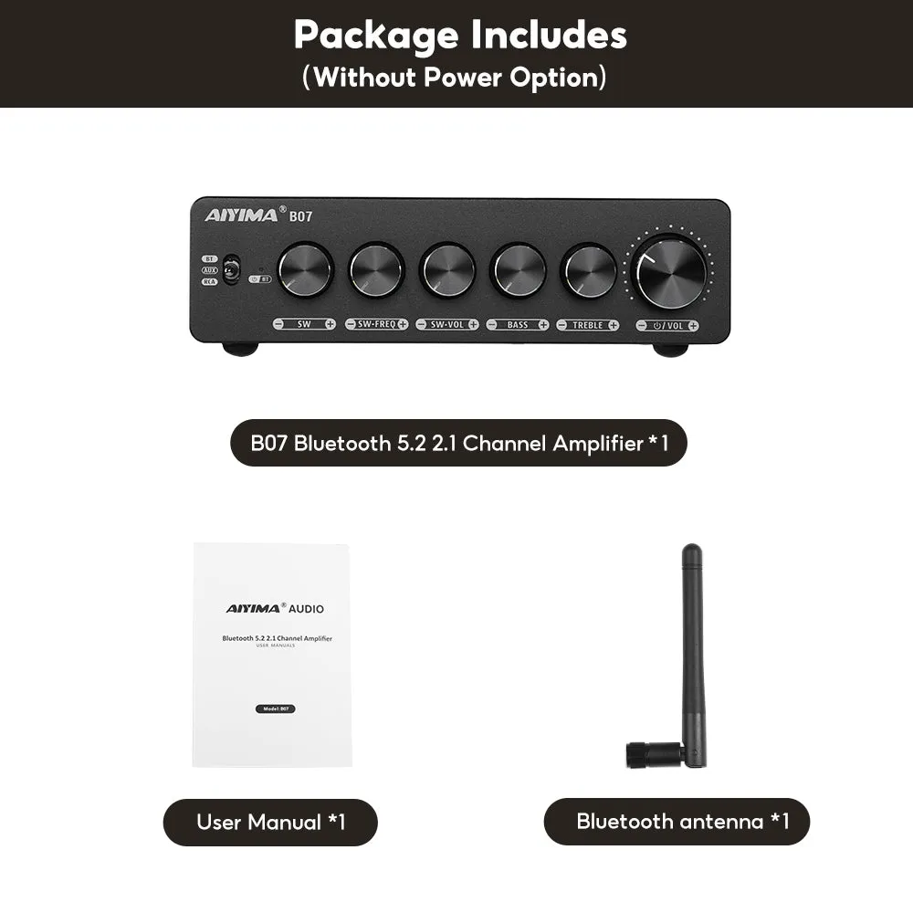 Aiyima B07 forstærker med EU 48V5A bluetooth 2.1