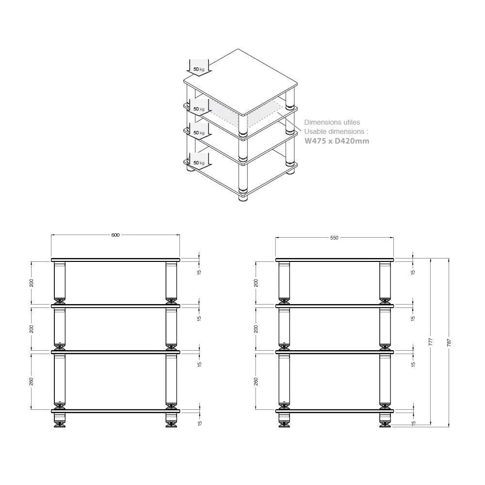 NorStone Stäbbl hifi rack sort glas 78 cm