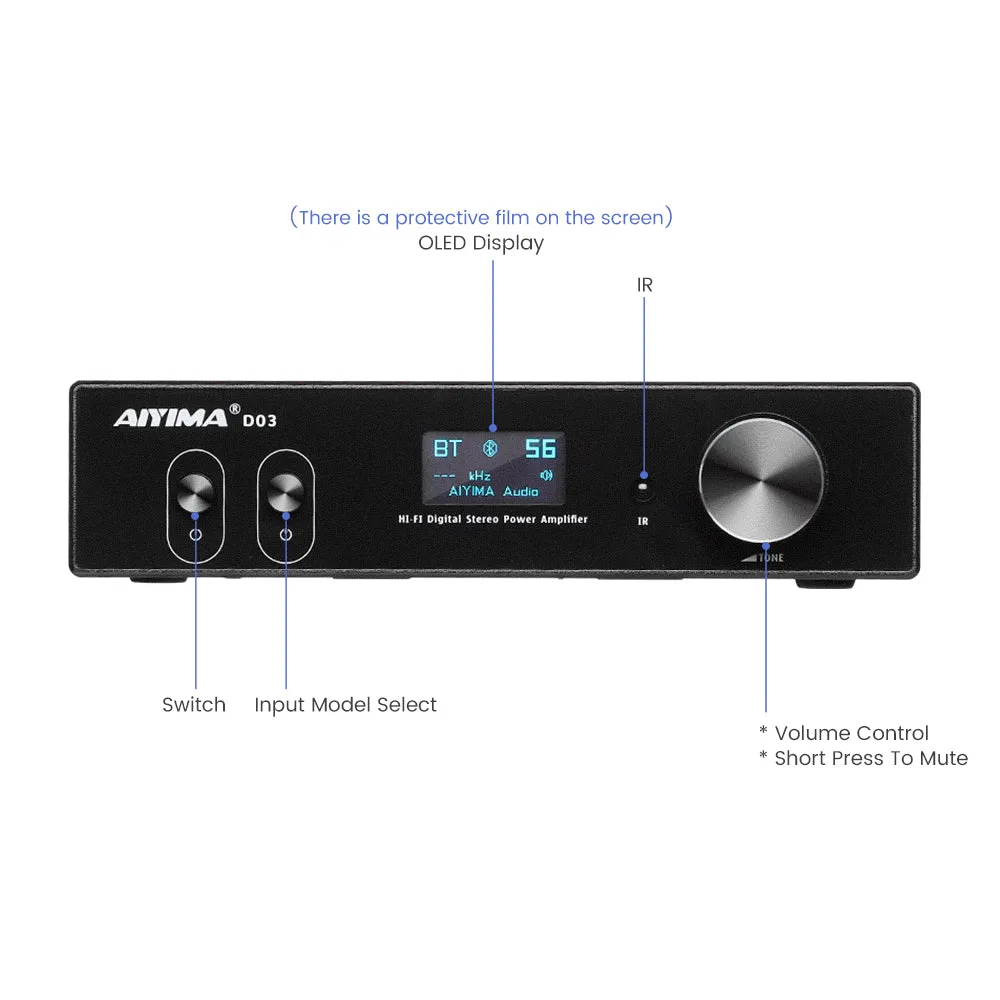 Aiyima D03 forstærker EU 32V 5A Bluetooth 150W