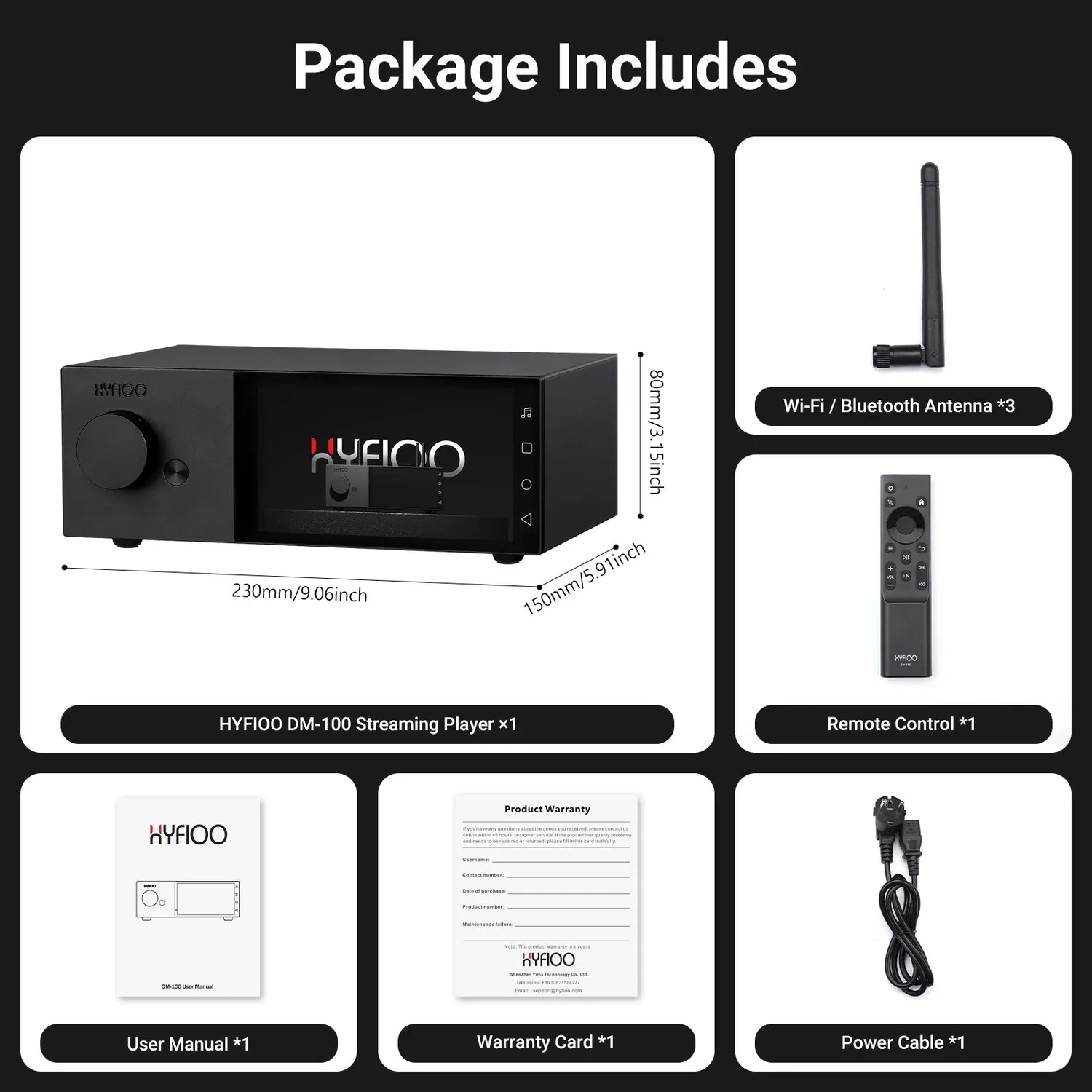 Hyfioo DM100 streamer 5,5 tommer EU stik