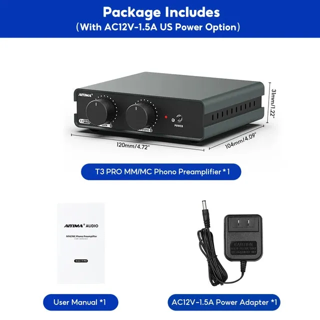 Aiyima T3 Pro phono-forforstærker EU MM/MC RIAA