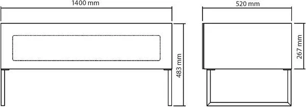 NorStone Khalm 140 TV-møbel hvid 140 cm glaslåge