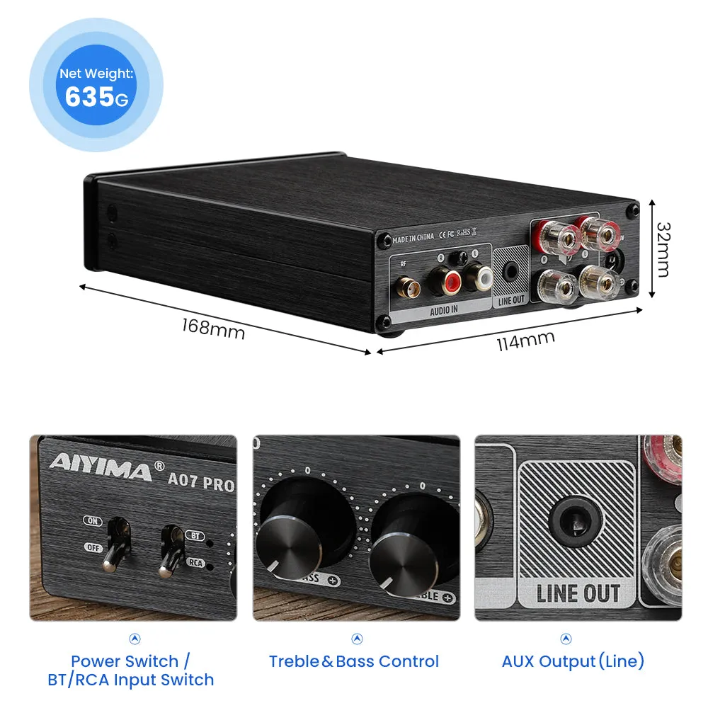 Aiyima A07 Pro forstærker med EU 32V5A bluetooth