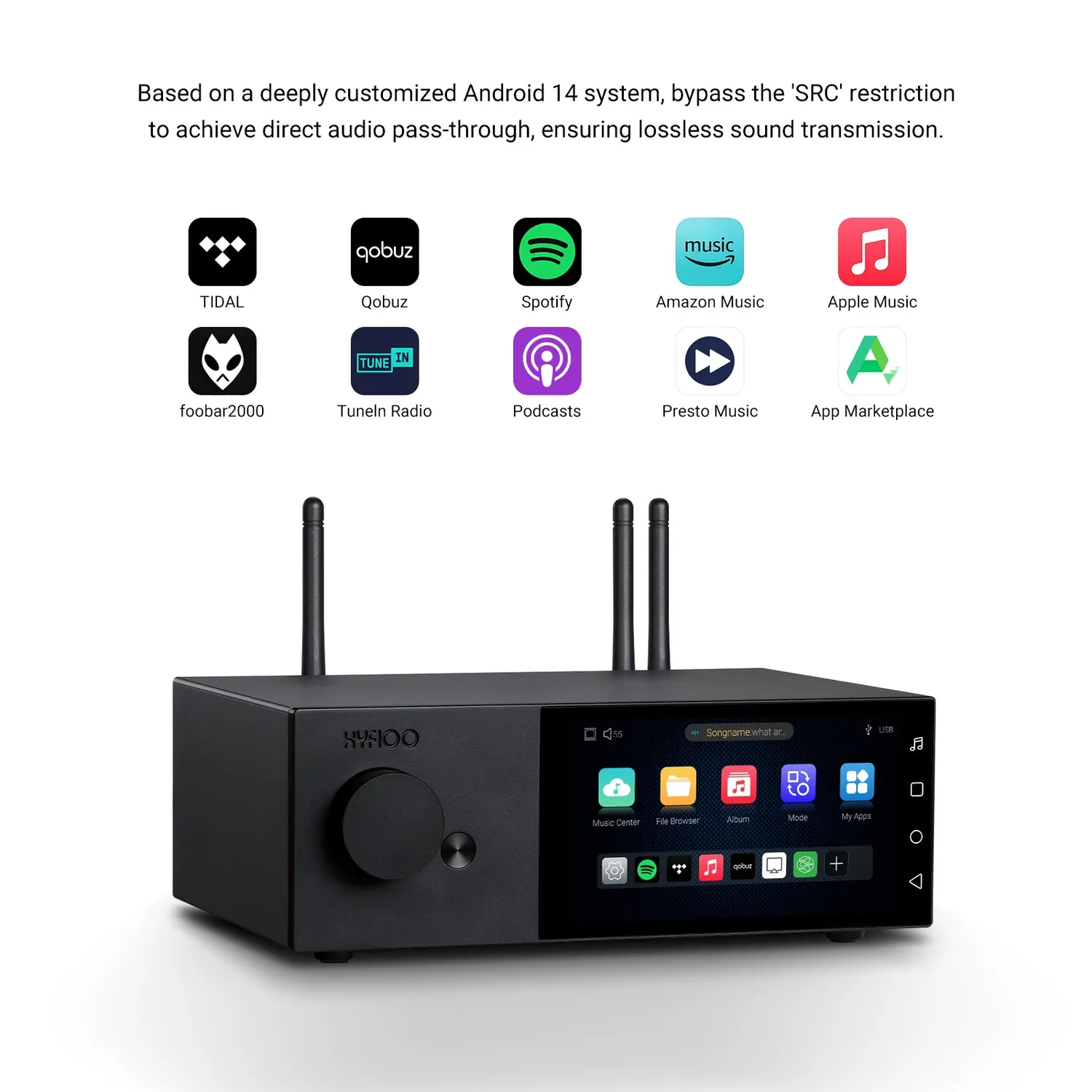 Hyfioo DM100 streamer 5,5 tommer EU stik