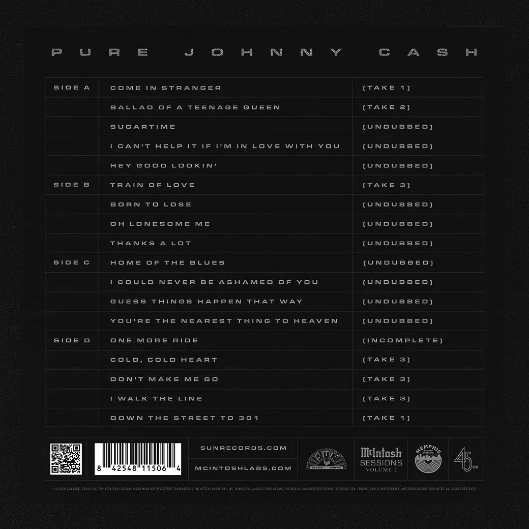 McIntosh SESSIONS Vol. 2 Pure Johnny Cash vinyl 2-LP