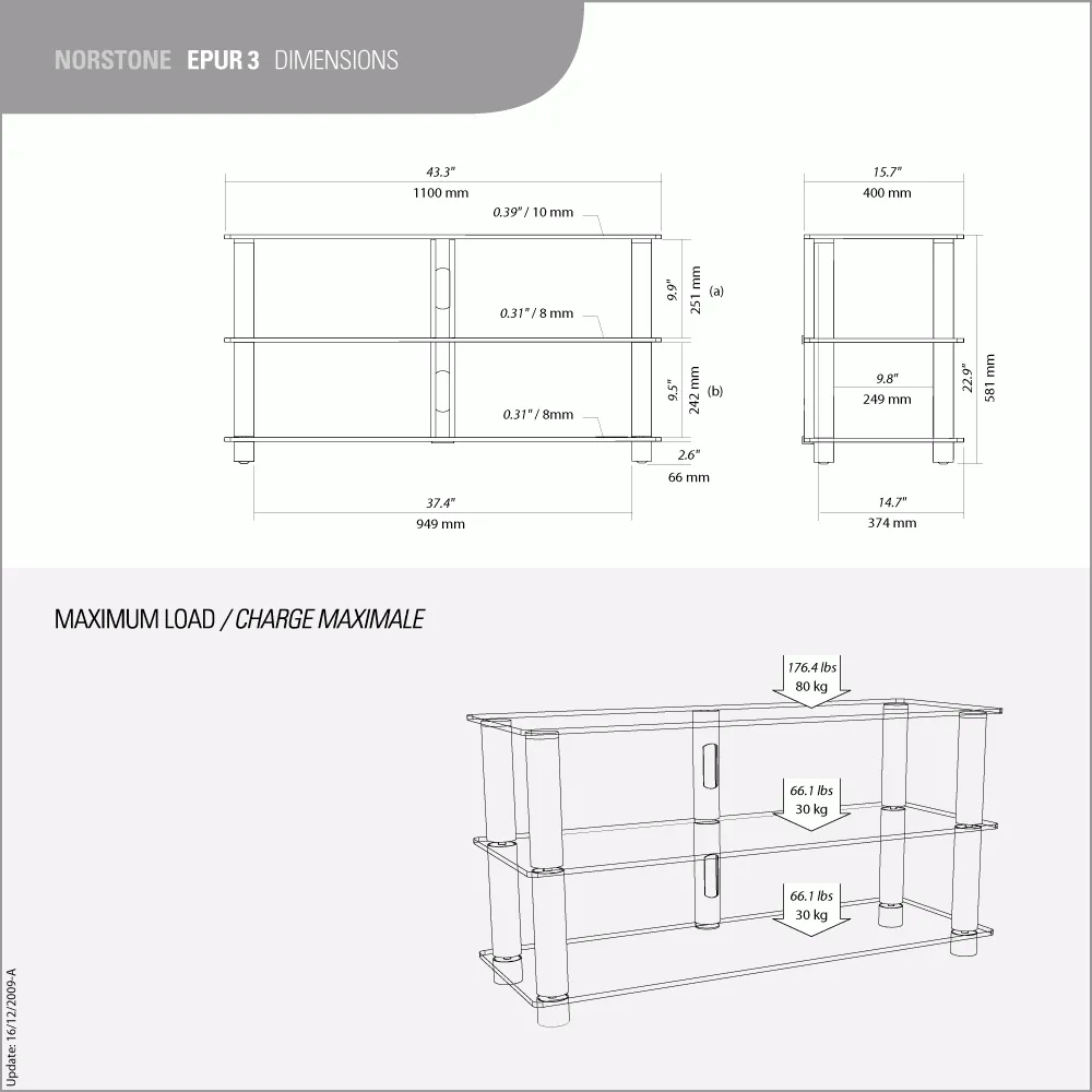 NorStone Epur 3 AV hifi møbel sort 110 cm bred
