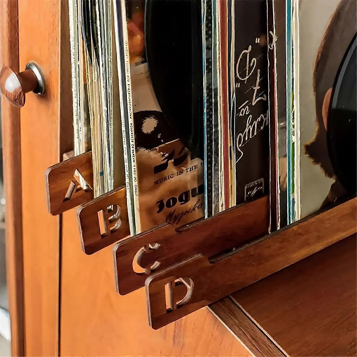 Vinyl skillevægge træ A-Å 26 stk opbevaring