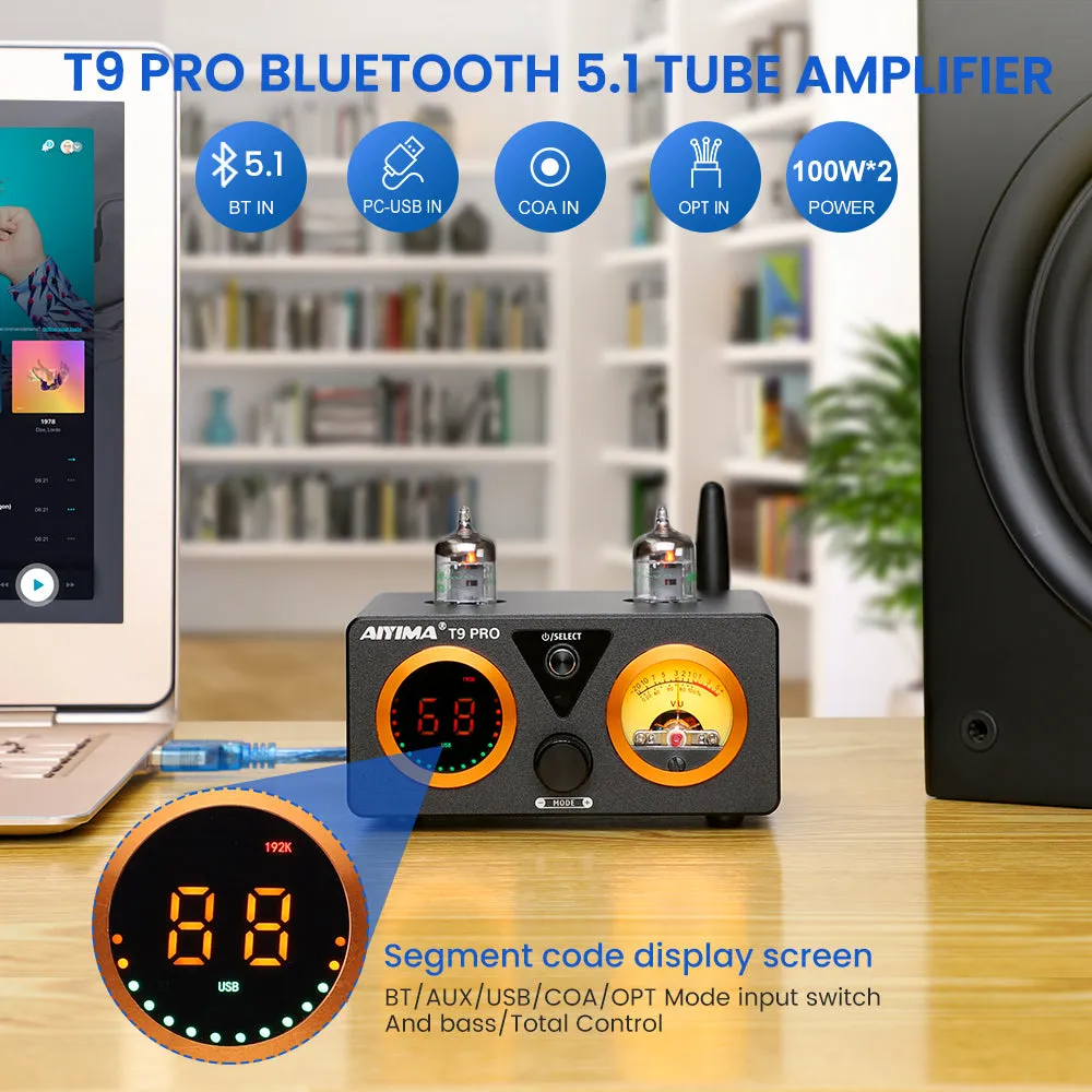 Aiyima T9 Pro rørforstærker EU 24V – DAC Bluetooth 5.1