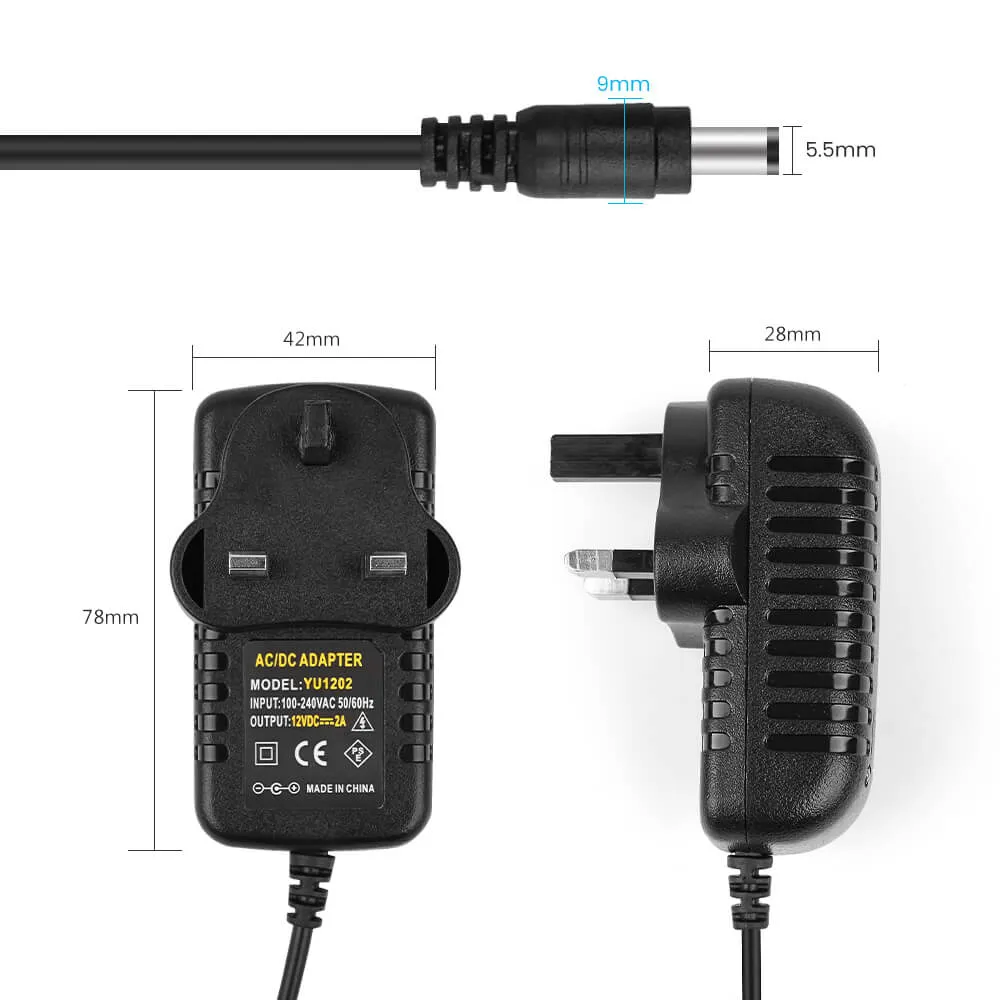 Aiyima DC12 strømforsyning med EU-stik 12V 2A