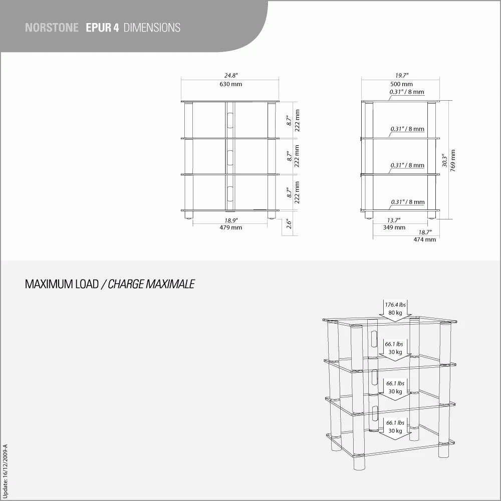 NorStone Epur 4 HiFi Møbel rack sort