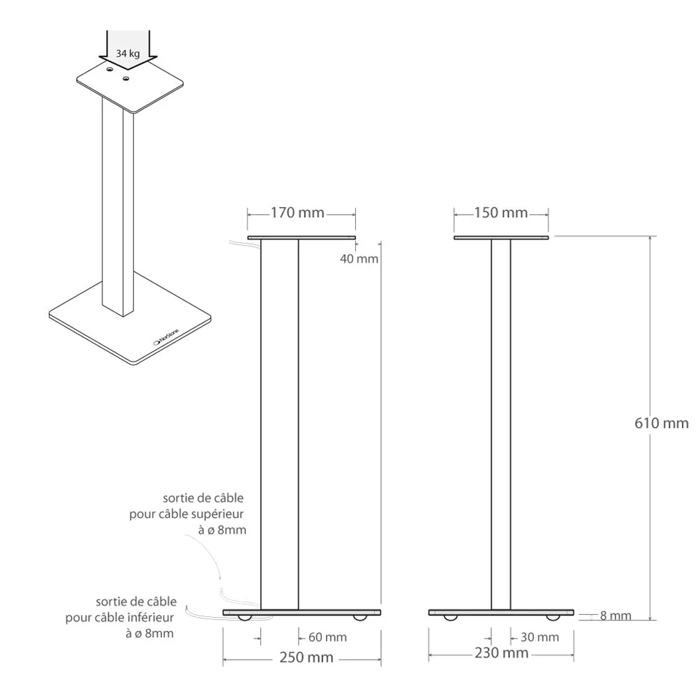 NorStone Esse højttalerstand sort par 60 cm